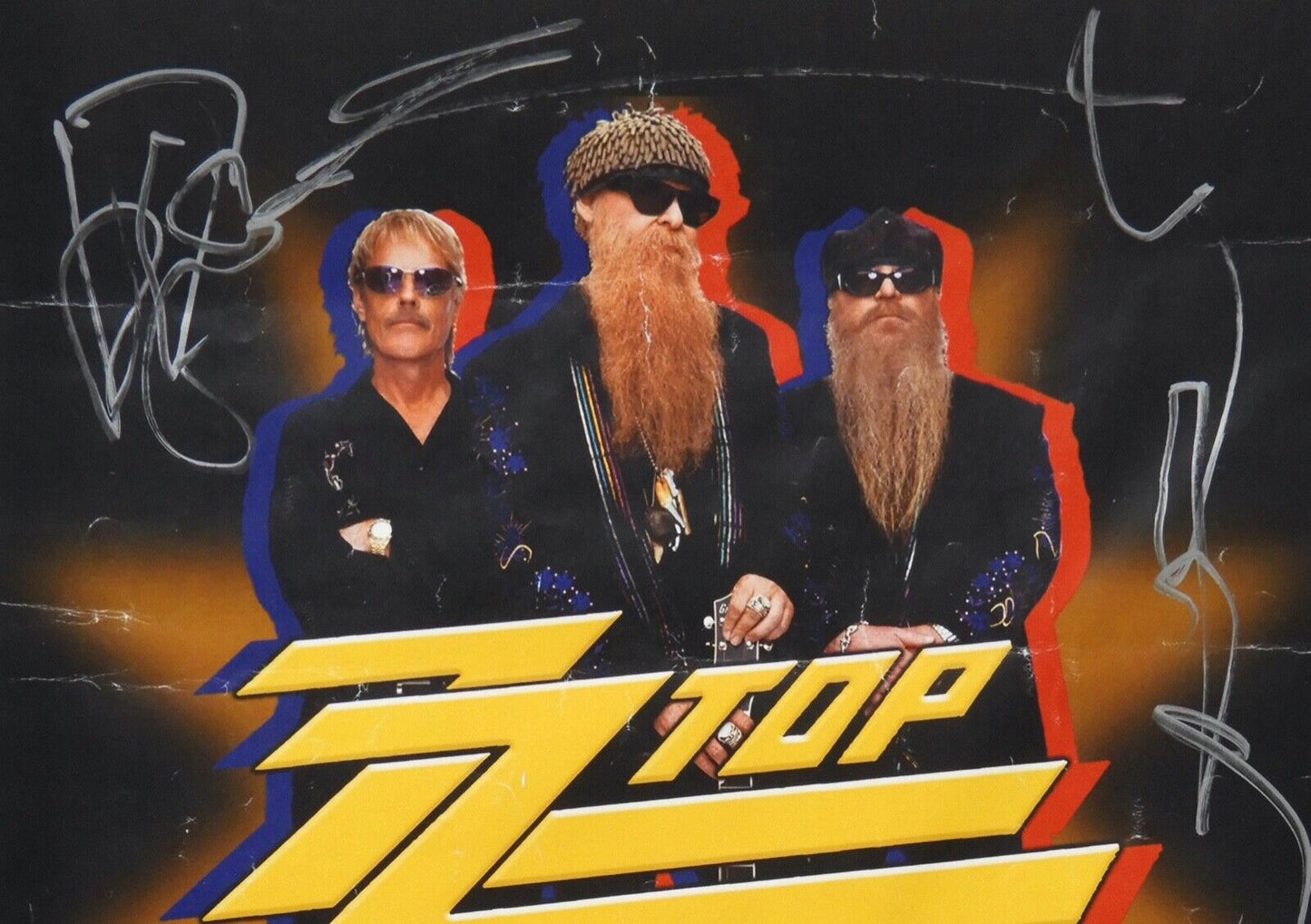 ZZ Top Fully Signed Autograph Concert Poster JSA Dusty Hill Billy Frank