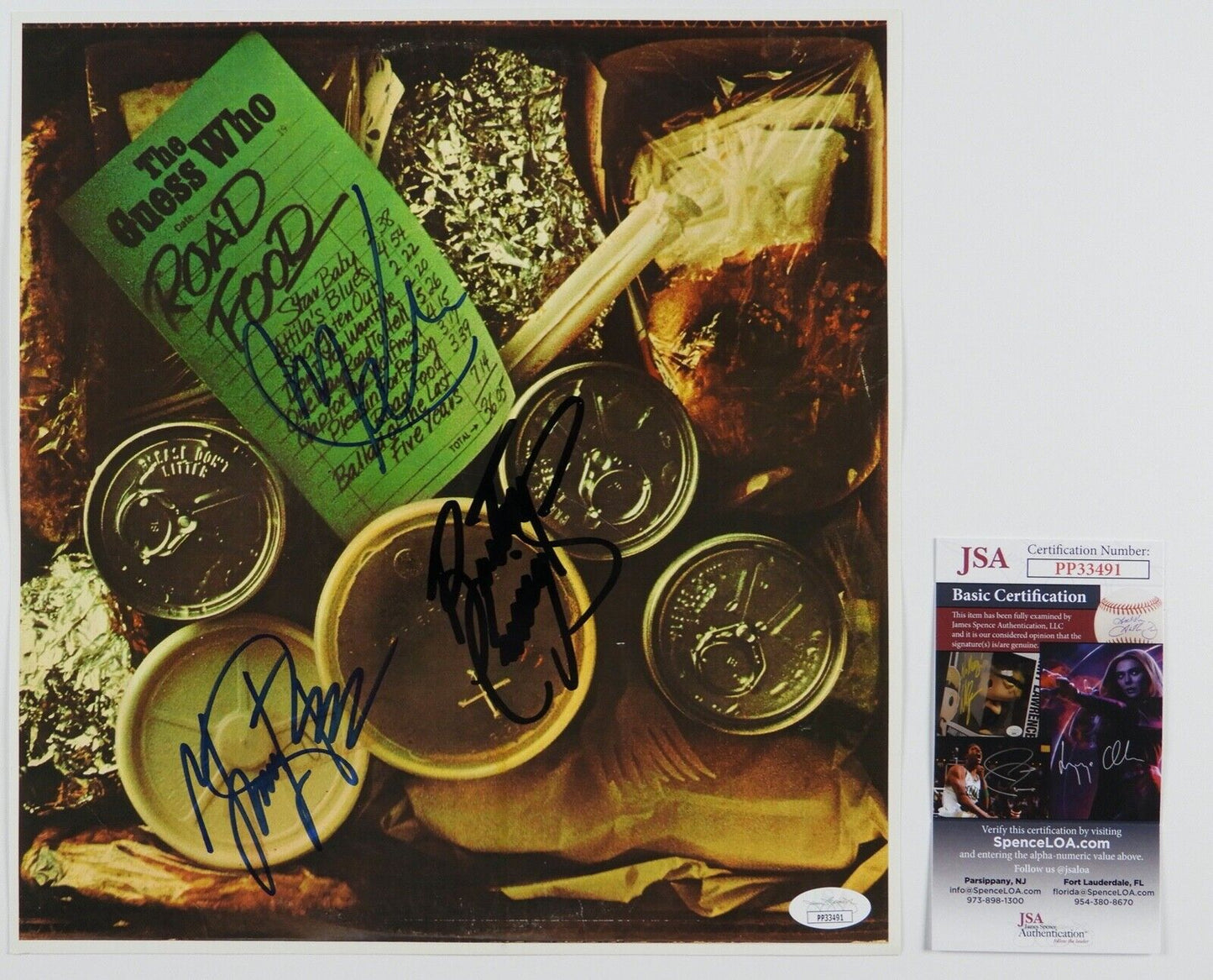 The Guess Who Signed Autograph Record Insert JSA Road Food