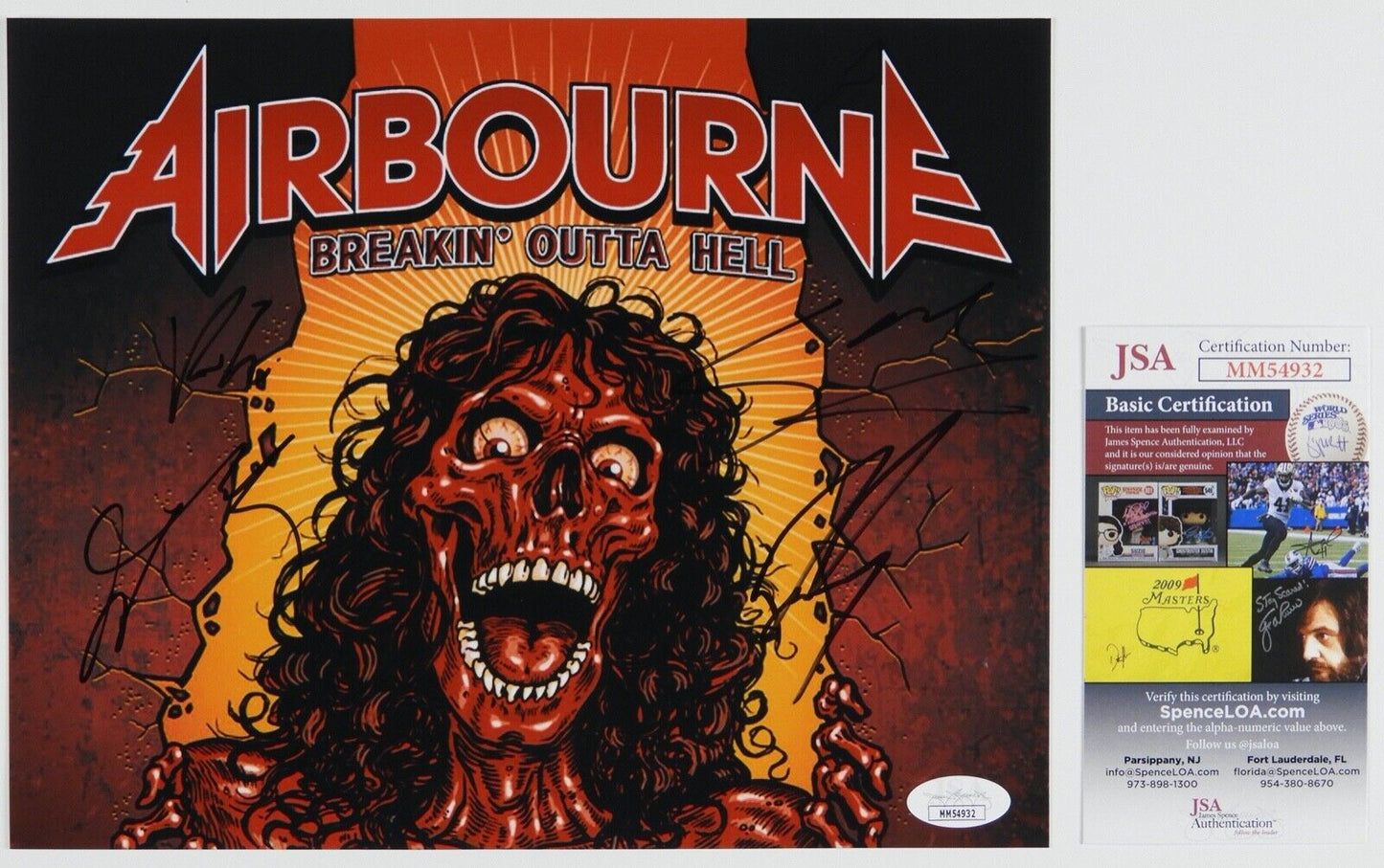 Airbourne Fully Signed JSA Autograph Photo 8 x 10 Joel O'Keeffe Ryan