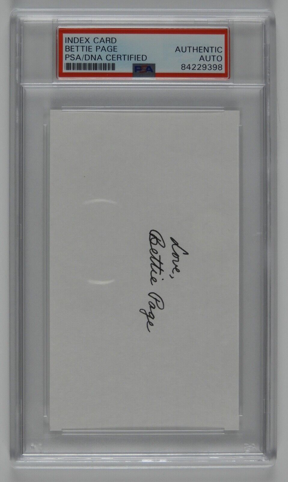 Bettie Page PSA COA Signed Autograph Cut Encapsulation