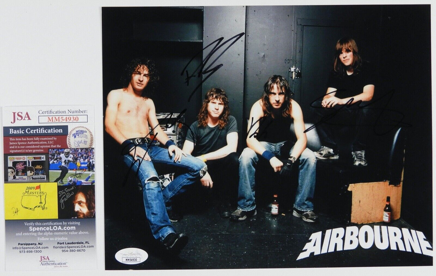 Airbourne Fully Signed JSA Autograph Photo 8 x 10 Joel O'Keeffe Ryan