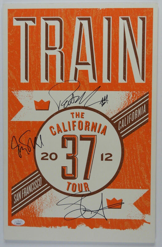 Train Signed JSA Autograph 11 x 17 Poster THE CALIFORNIA 37 Tour 2012