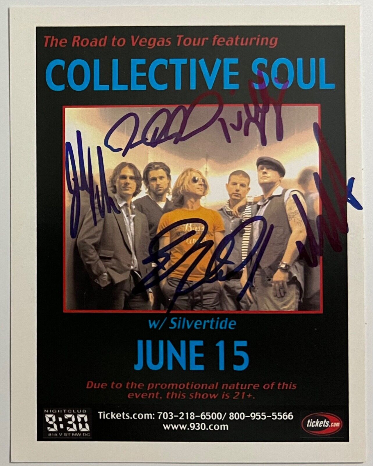 Collective Soul JSA Signed Autograph 5 1/2 x 4 1/2 Card