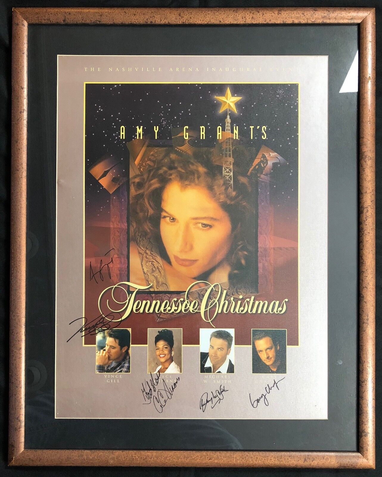 Amy Grant Vince Gill Signed Poster Framed JSA Tennesse Christmas