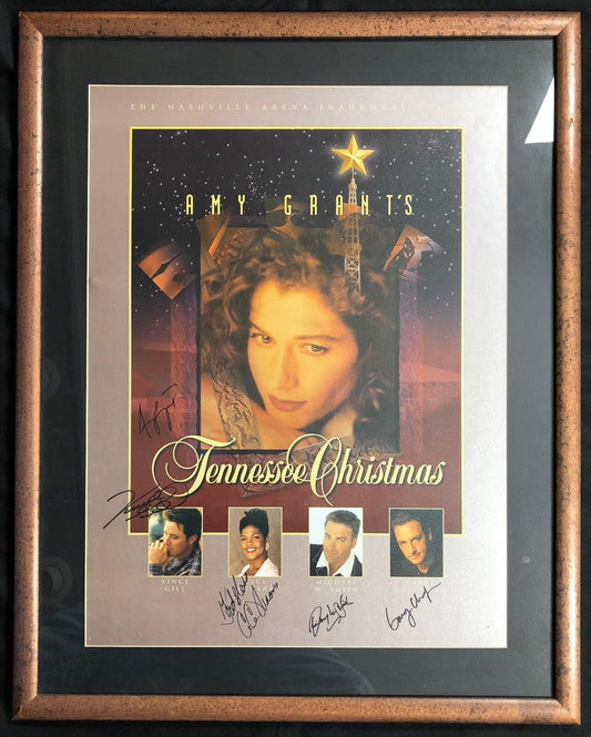 Amy Grant Vince Gill Signed Poster Framed JSA Tennesse Christmas