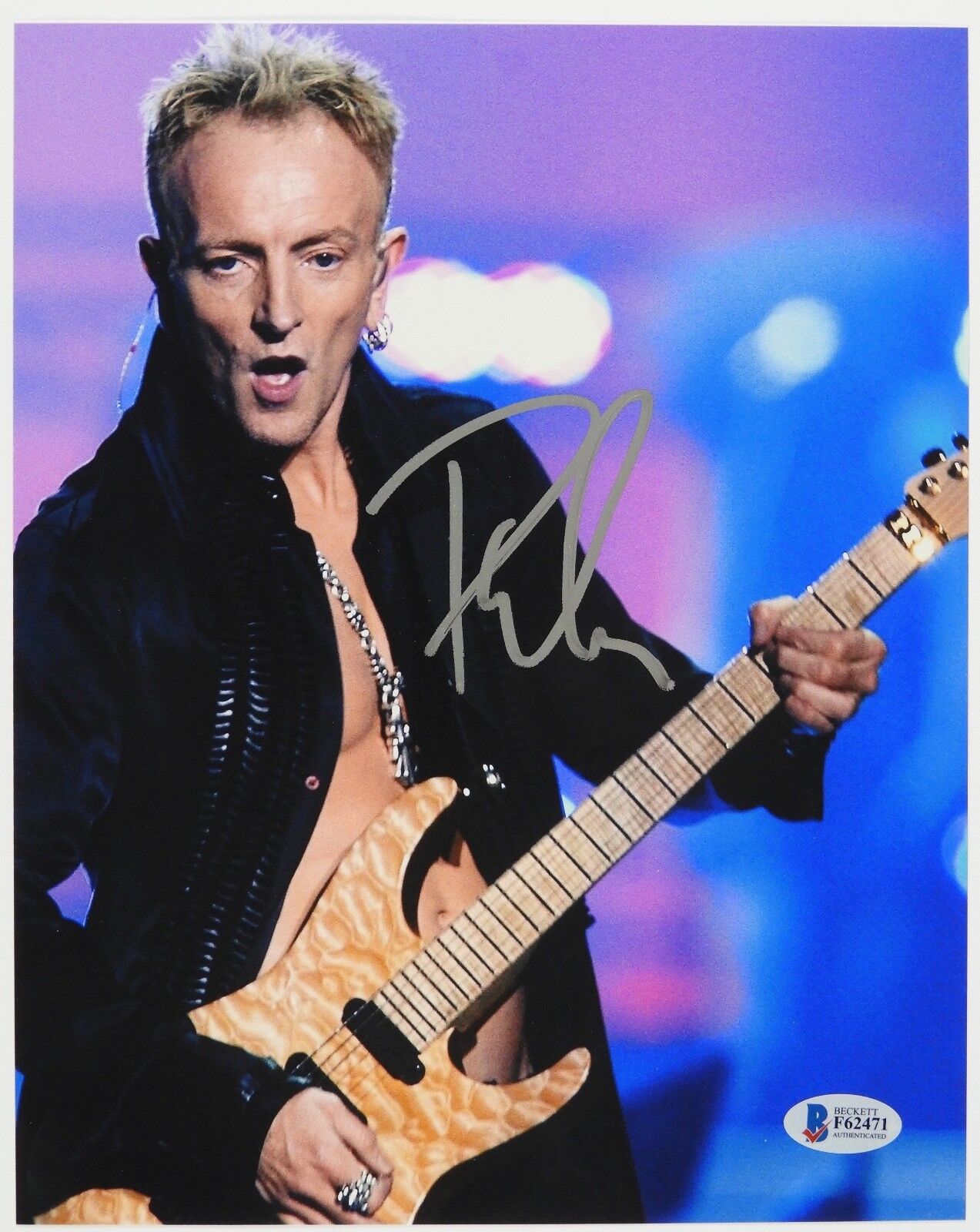 Phil Collen Def Leppard Autograph Signed Photo Beckett BAS 8 x 10