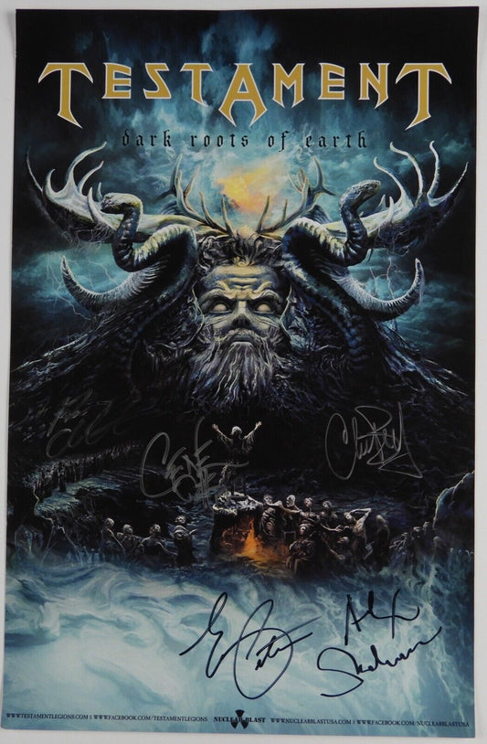 Testament Band Fully Signed JSA Autograph Poster Dark Roots Of Earth