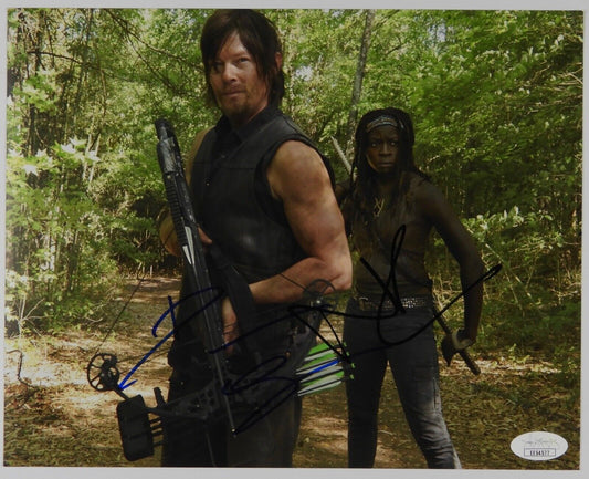 Norman Reedus Danai Gurira Walking Dead Autograph Signed Photo JSA COA 8 x10