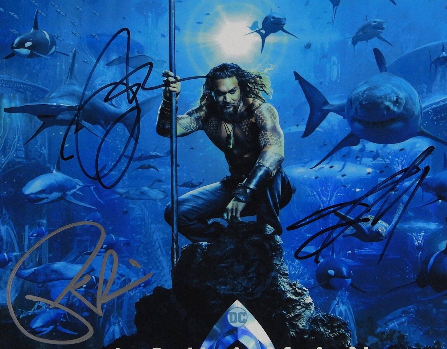 Aquaman Jason Moma, Patrick Wilson, Yahya Autograph JSA 11 x 14 Signed Photo