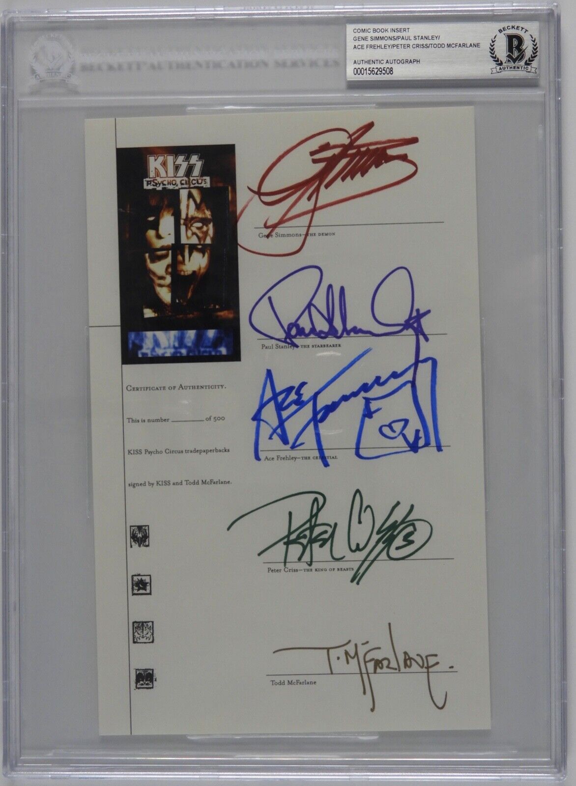 KISS Fully Signed Beckett Todd McFarlane Comic Book insert Gene Simmons +