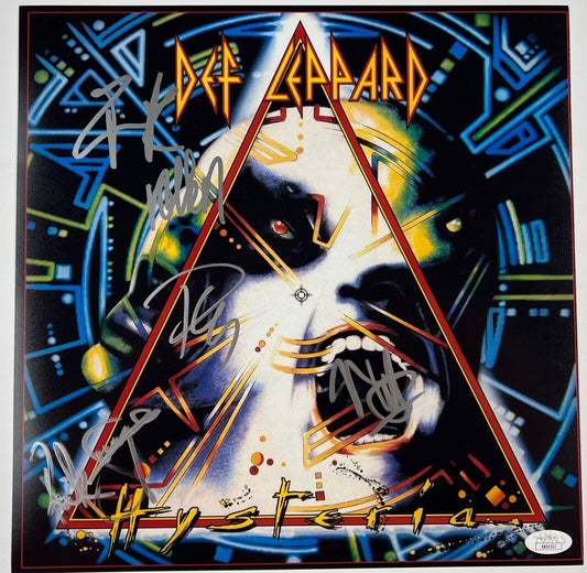 Def Leppard JSA Fully Signed Hysteria Autograph 12" x 12" Photo