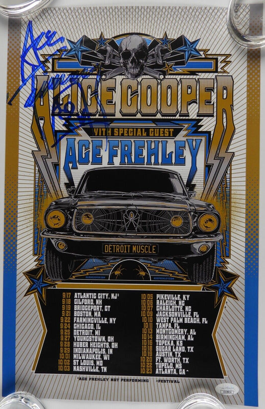 Ace Frehley JSA signed autograph concert poster Alice Cooper 11 x 17