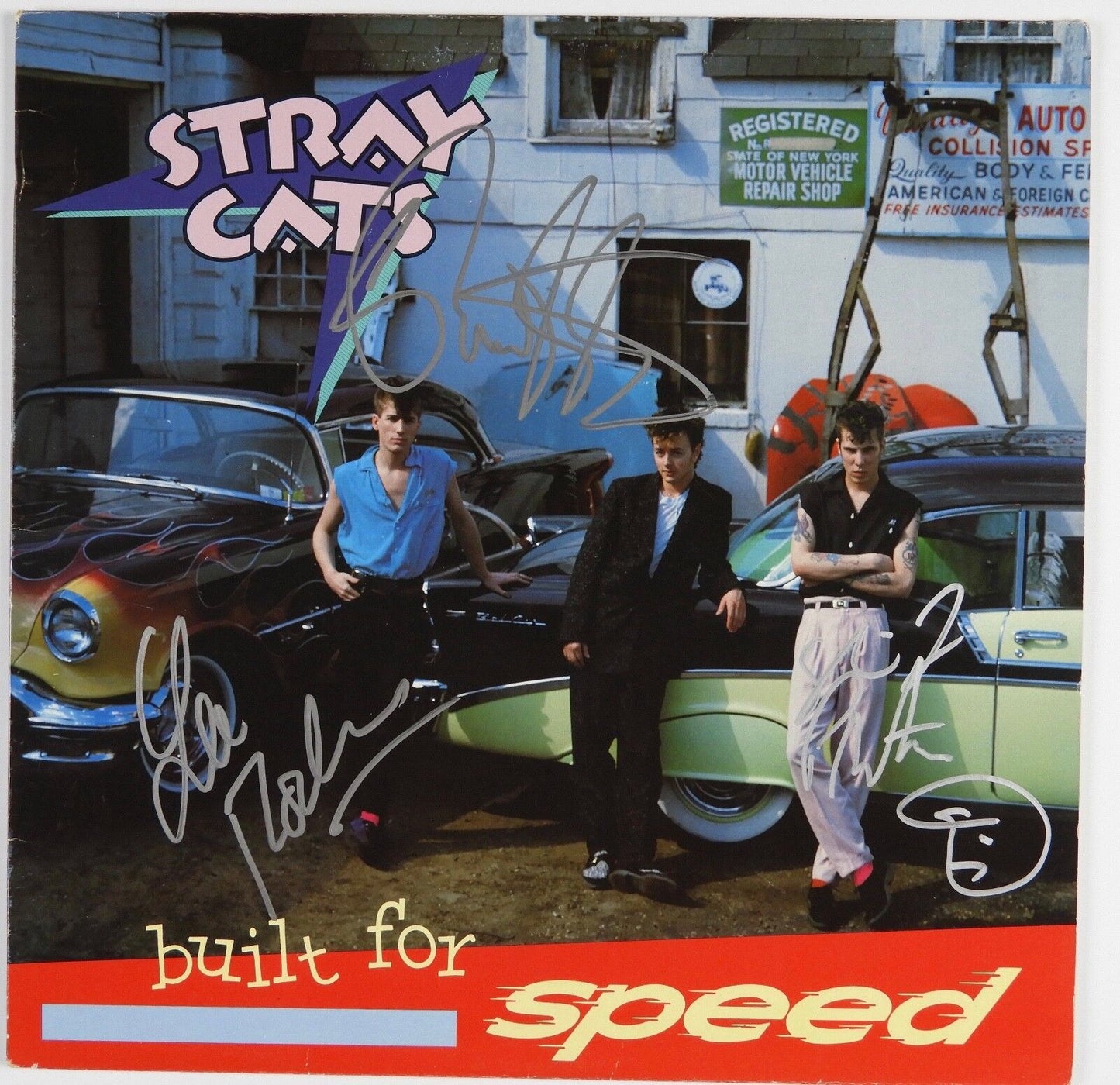 Stray Cats JSA Fully Signed Autograph Record Vinyl Brian Setzer Lee Slim Jim