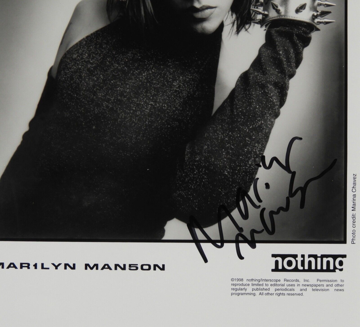 Marilyn Manson Signed Autograph JSA COA Photo 8 x 10 Promo Photo