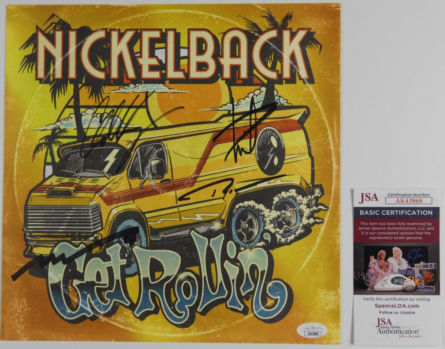 Nickelback JSA Fully Signed Autograph Album Insert Get Rollin'