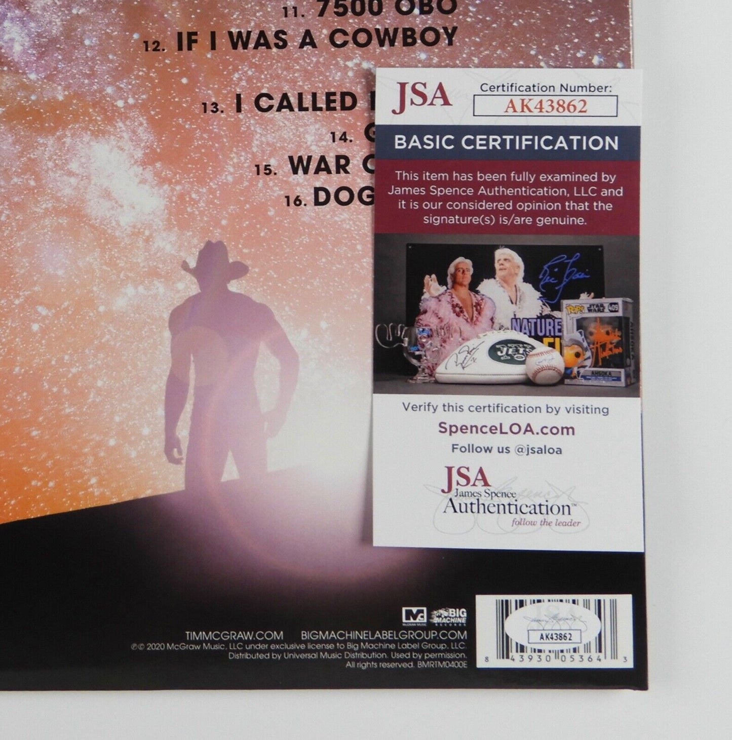 Tim McGraw JSA Signed Autograph Album Record LP Here On Earth