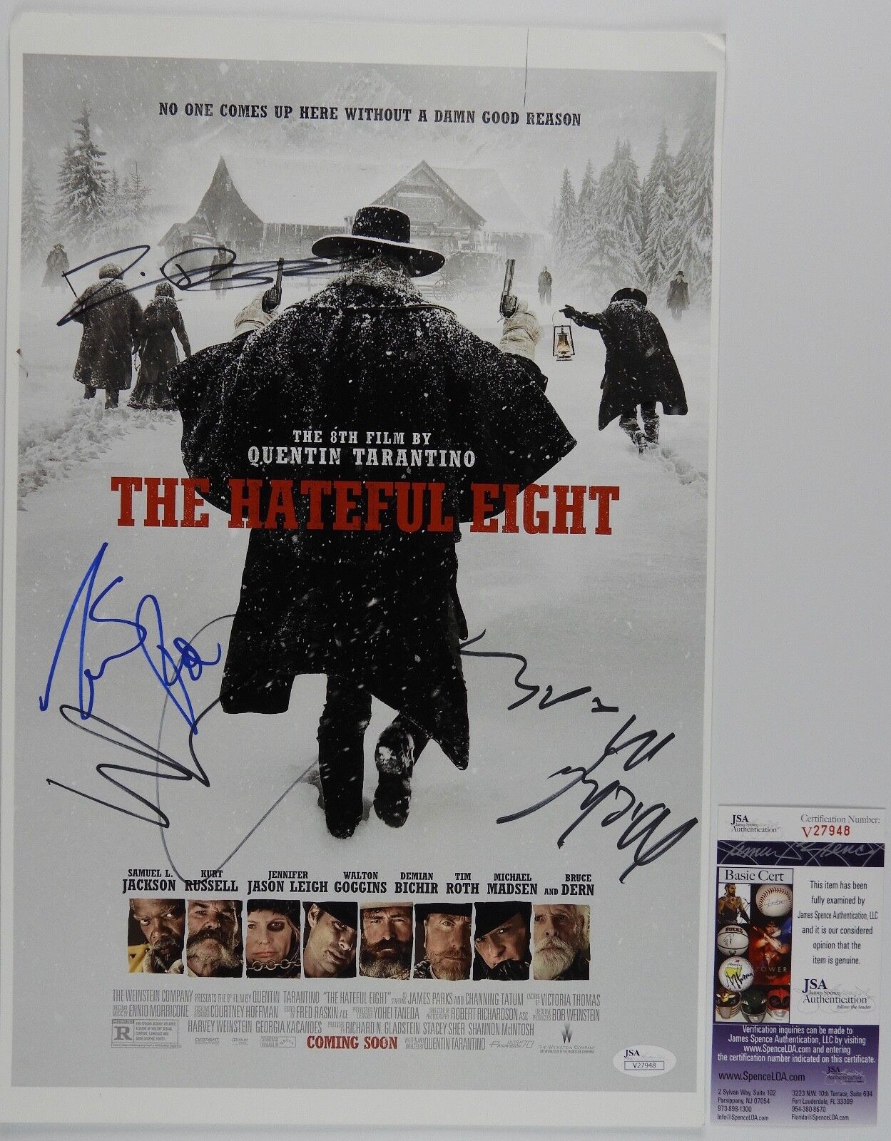 Hateful Eight Cast Autograph Signed 11 x 17 JSA COA Tim Roth Michael Madsen