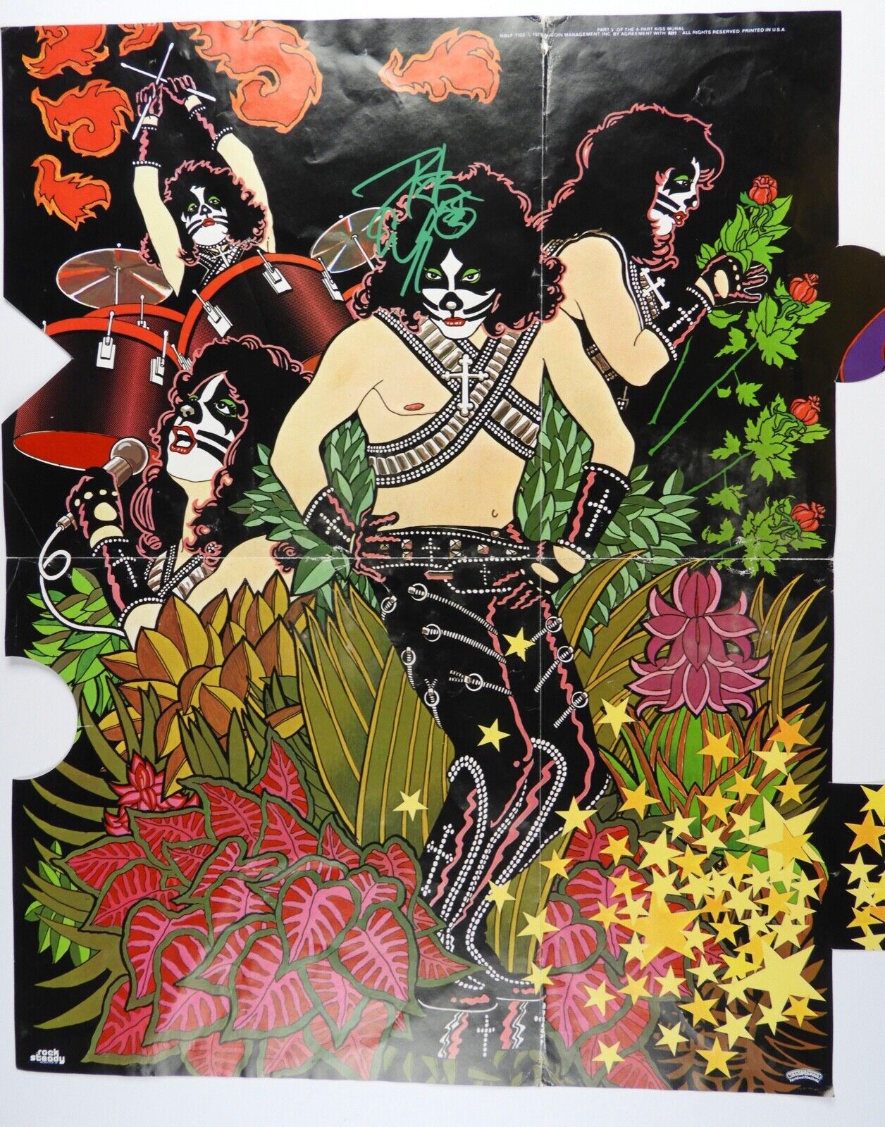 KISS Peter Criss Signed Autograph JSA Solo Original Puzzle Poster