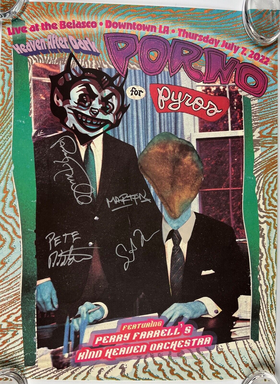 Porno For Pyros Fully JSA Signed Autograph Lithograph Poster LA July 7 2022