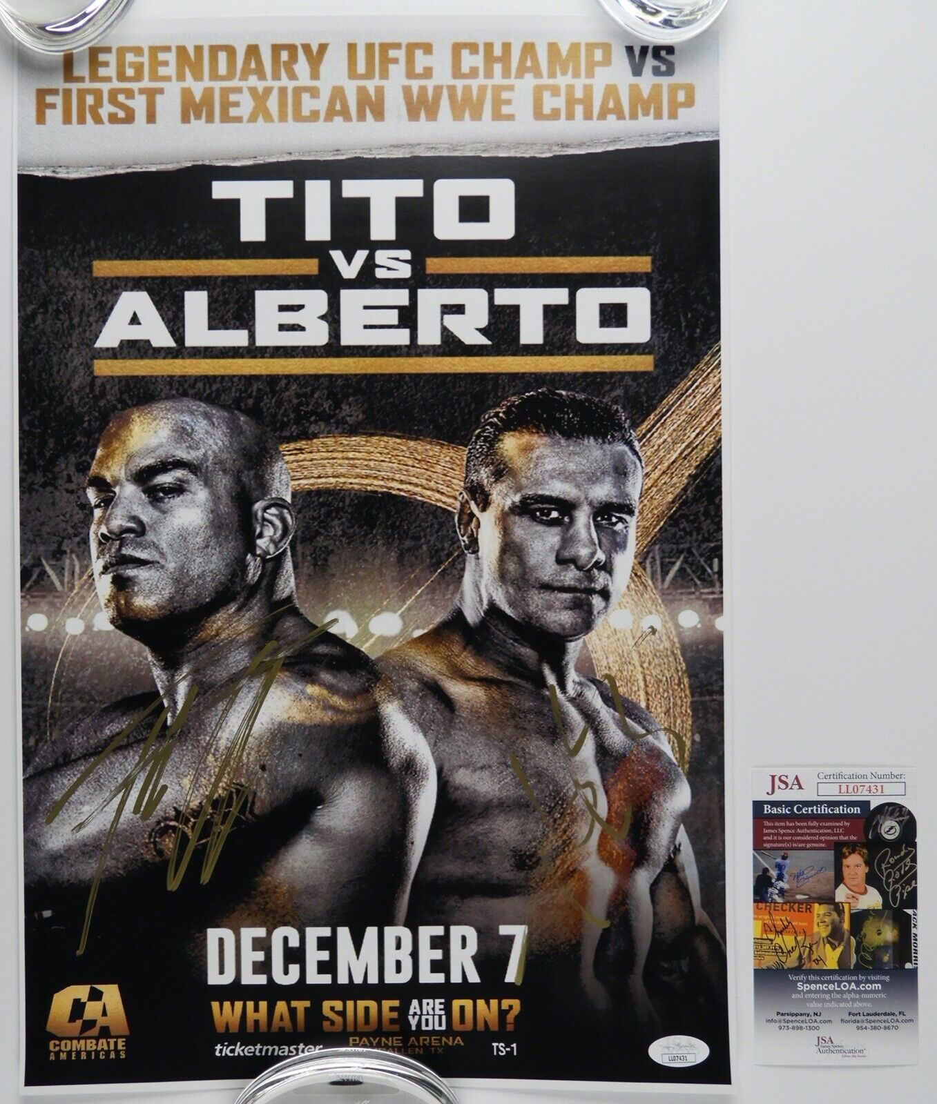 Tito Ortiz VS Alberto El Patron JSA Autograph Signed Poster 12 x 18 UFC WWE