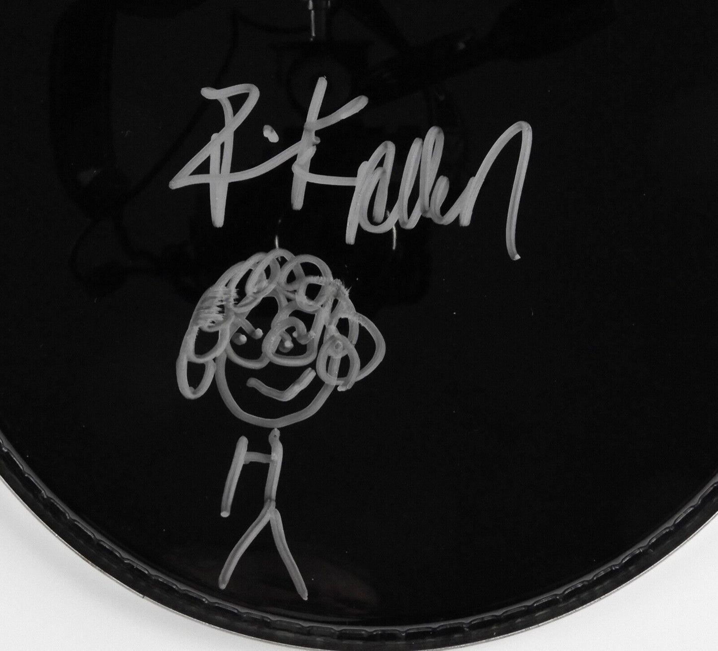 Rick Allen Autograph Signed Drum Head JSA COA 10" Def Leppard Sketch