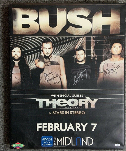 Bush JSA Signed Autograph Canvas Full Band Poster Gavin Rossdale