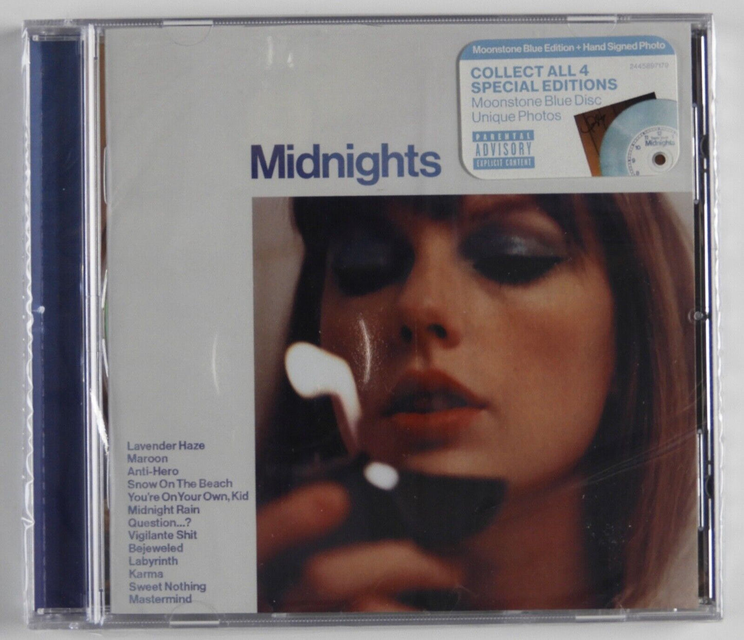 Taylor Swift Midnights Signed Autograph CD photo Moonstone Blue Disc