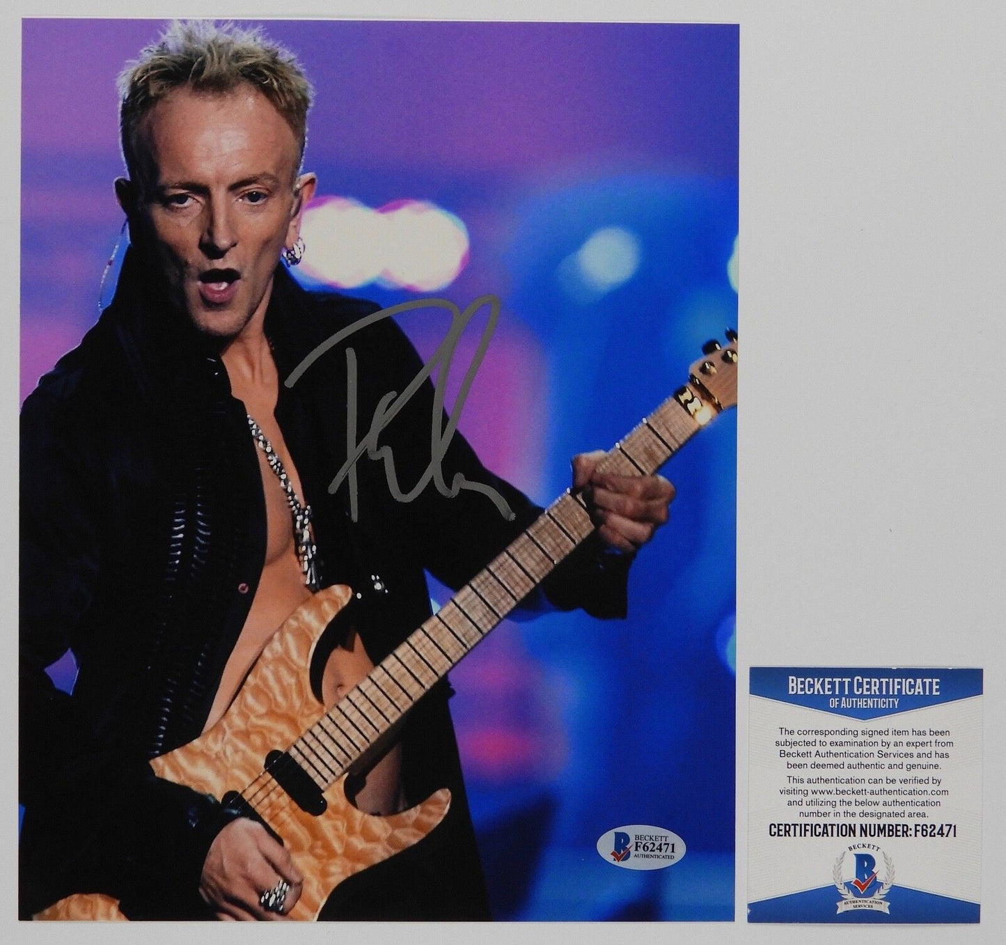 Phil Collen Def Leppard Autograph Signed Photo Beckett BAS 8 x 10