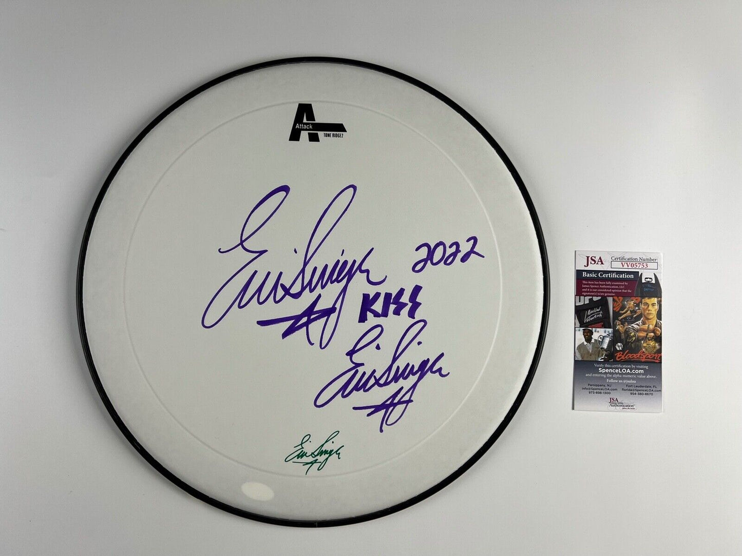 Eric Singer KISS Autograph Signed Drum Head JSA COA 14" Attack