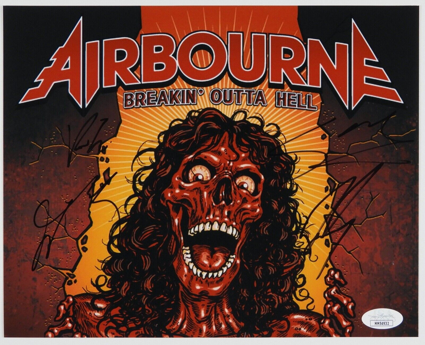 Airbourne Fully Signed JSA Autograph Photo 8 x 10 Joel O'Keeffe Ryan