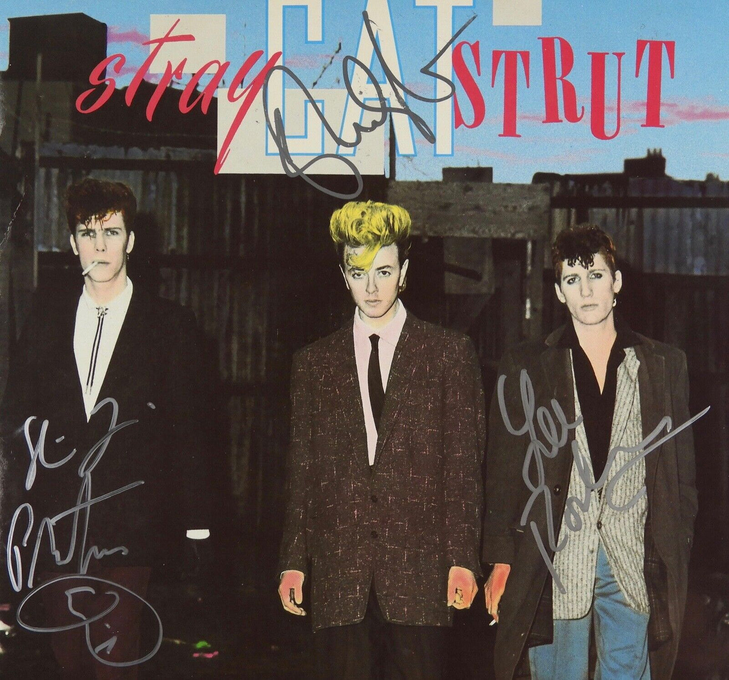 Stray Cats JSA Fully Signed Autograph Record Vinyl Brian Setzer Lee Slim Jim