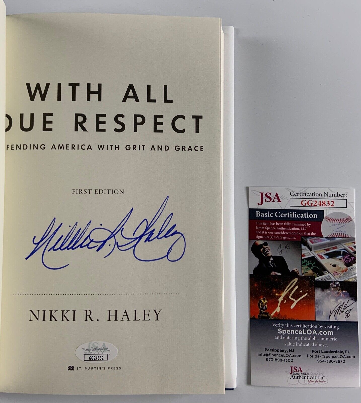 Nikki R Haley Signed Autograph Book With Due All Respect JSA COA First Ed