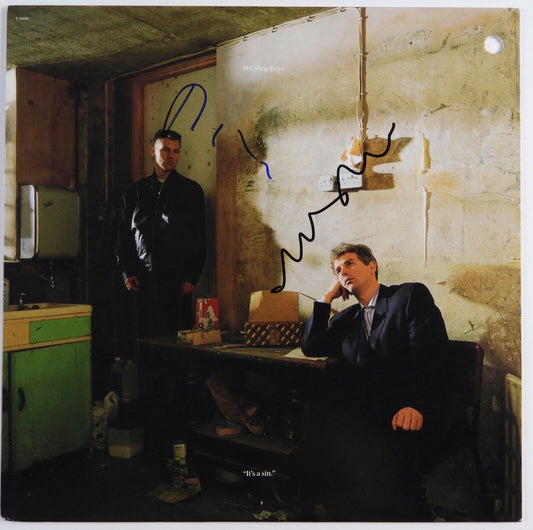 Pet Shop Boys JSA Autograph Signed Record 12" It's A Sin Chris Lowe Neil Tennant