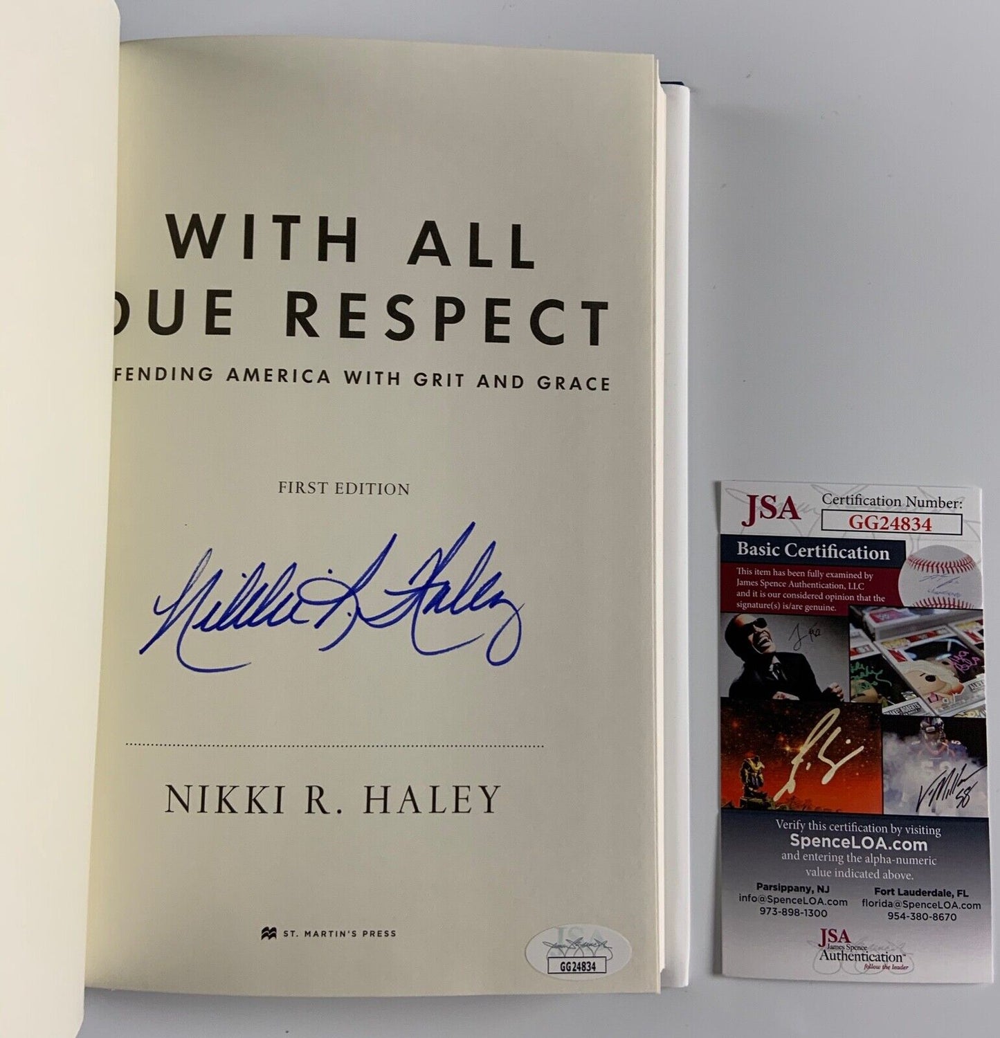 Nikki R Haley Signed Autograph Book With Due All Respect JSA COA First Ed