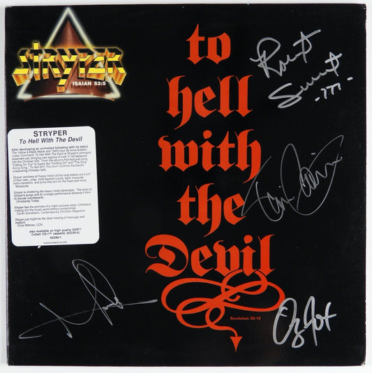 Stryper Fully Signed Autograph JSA Record Album Vinyl To Hell With The Devil