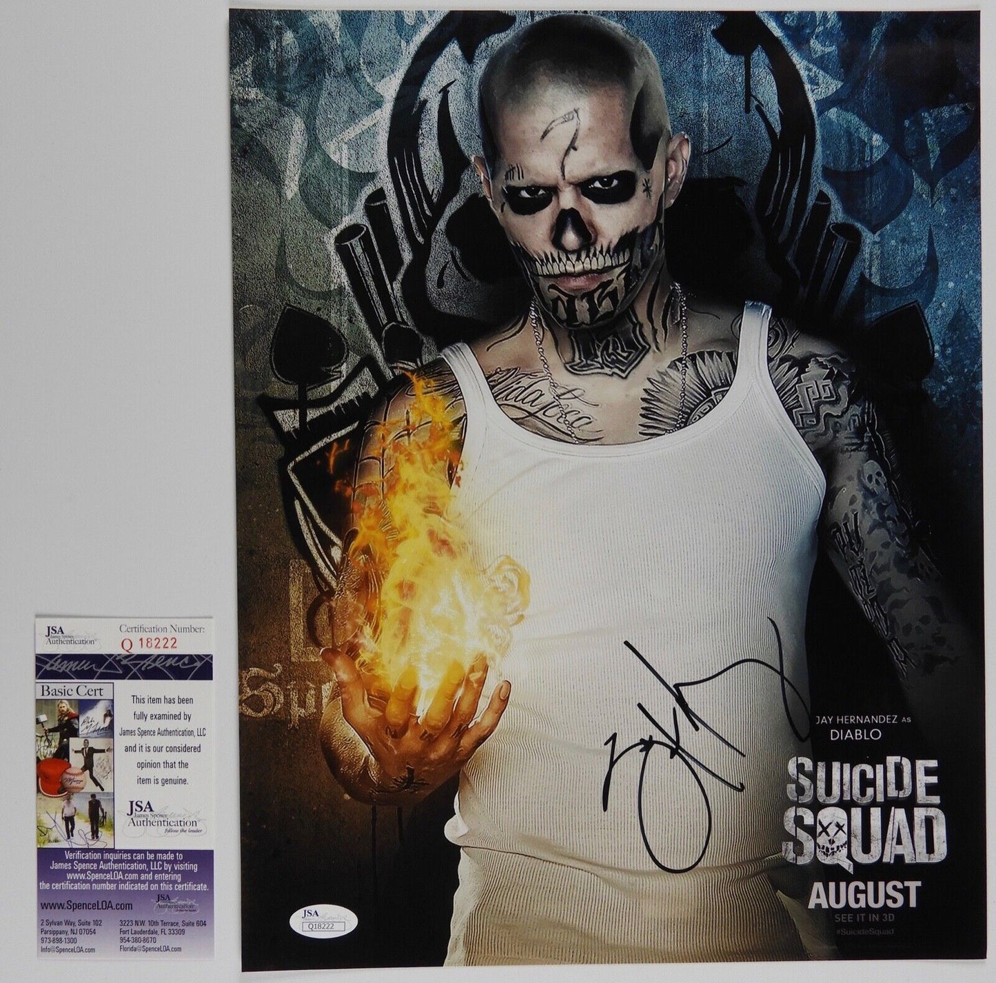 Jay Hernandez Diablo Suicide Squad Autograph Signed 11 x14 JSA COA