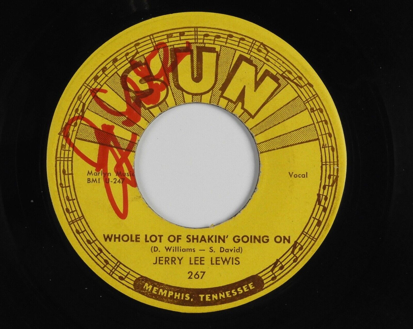 Jerry Lee Lewis Signed Autograph 45 JSA Vinyl Record Original Sun Record