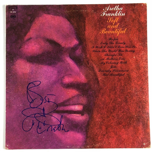 Aretha Franklin Soft And Beautiful Autograph Signed Album JSA COA Vinyl Record