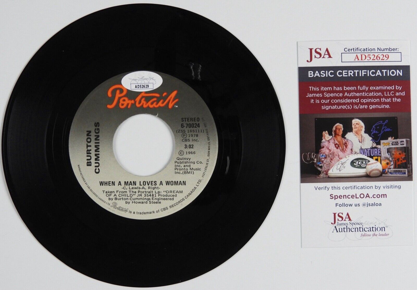 Burton Cummings Signed Autograph 45 JSA Vinyl Record