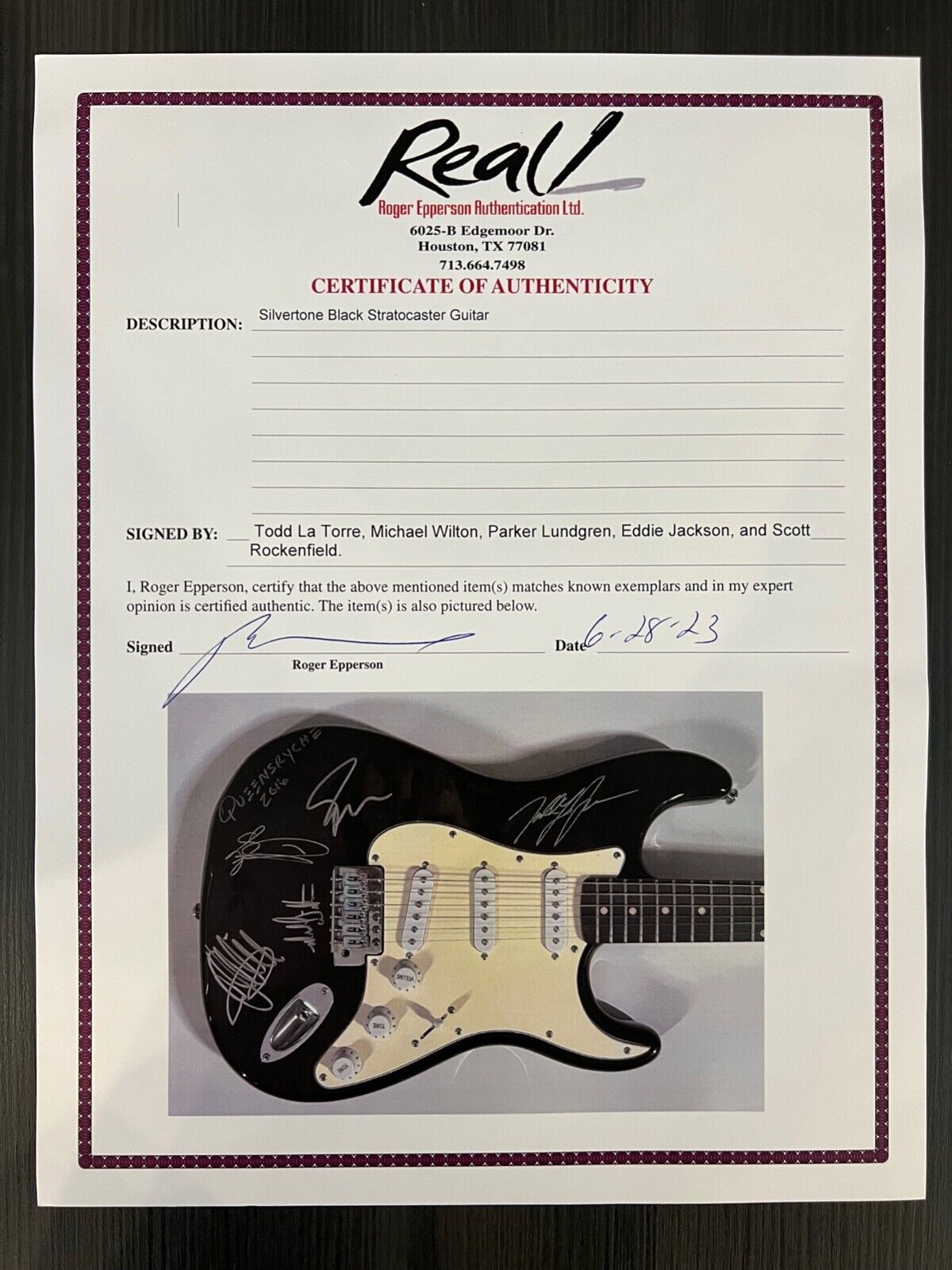 Queensryche JSA Fully Signed Autograph Guitar Epperson REAL