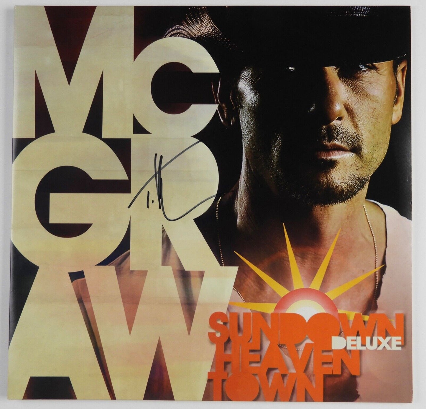 Tim McGraw JSA Signed Autograph Album Record LP Sundown Heaven Town