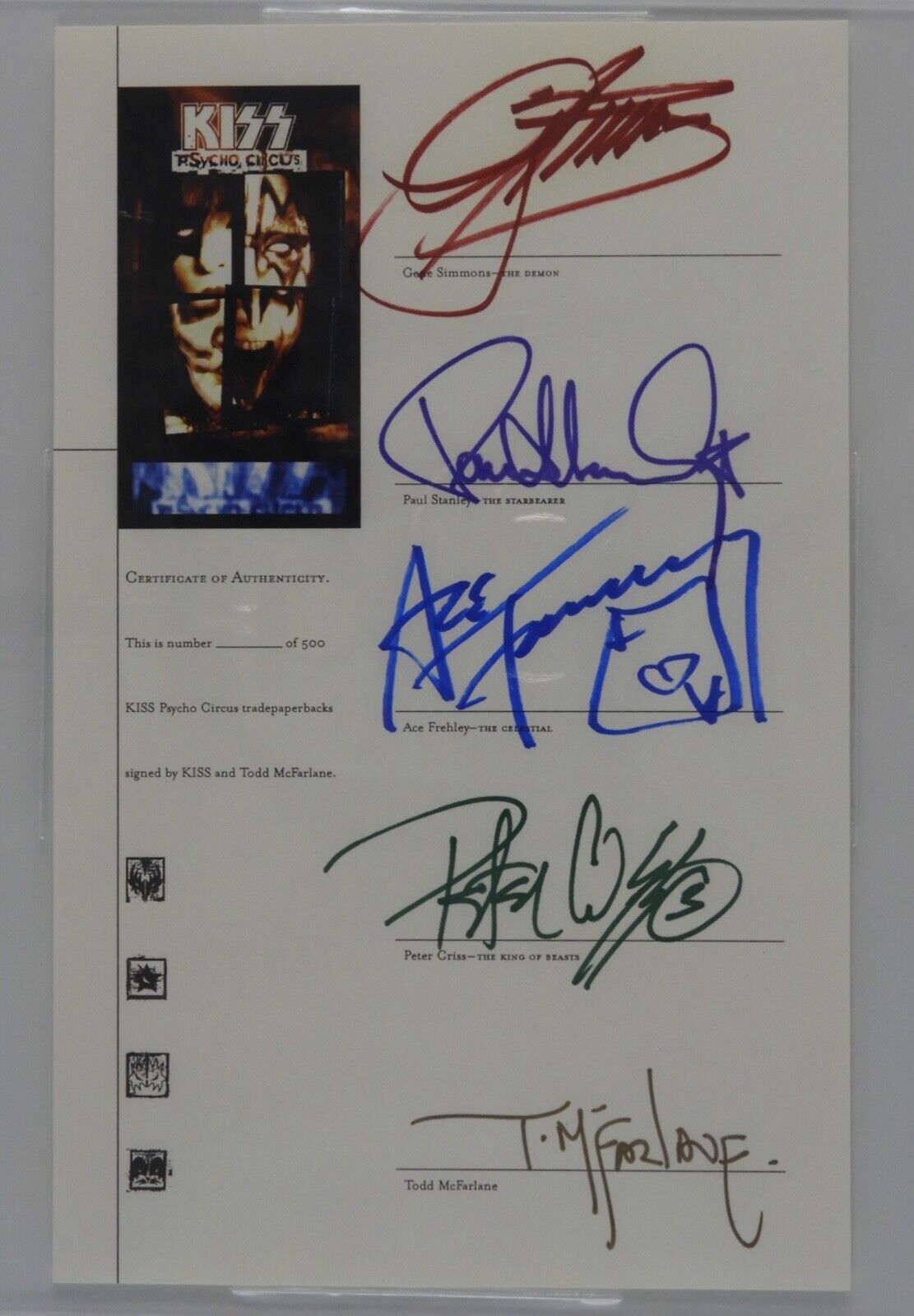 KISS Fully Signed Beckett Todd McFarlane Comic Book insert Gene Simmons +