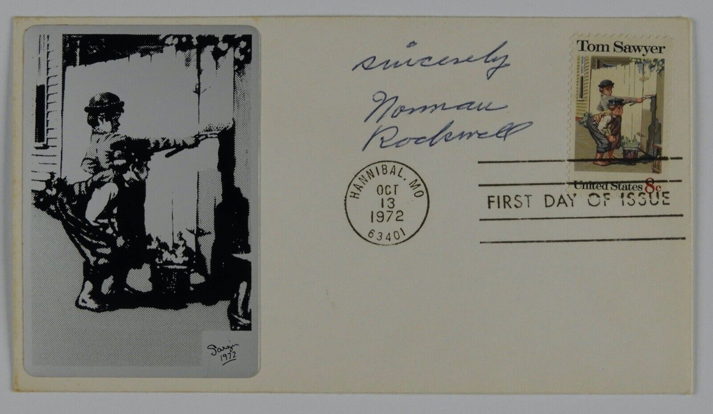 Norman Rockwell JSA Signed Autograph Tom Sawyer First Day Issue Stamp Envelope