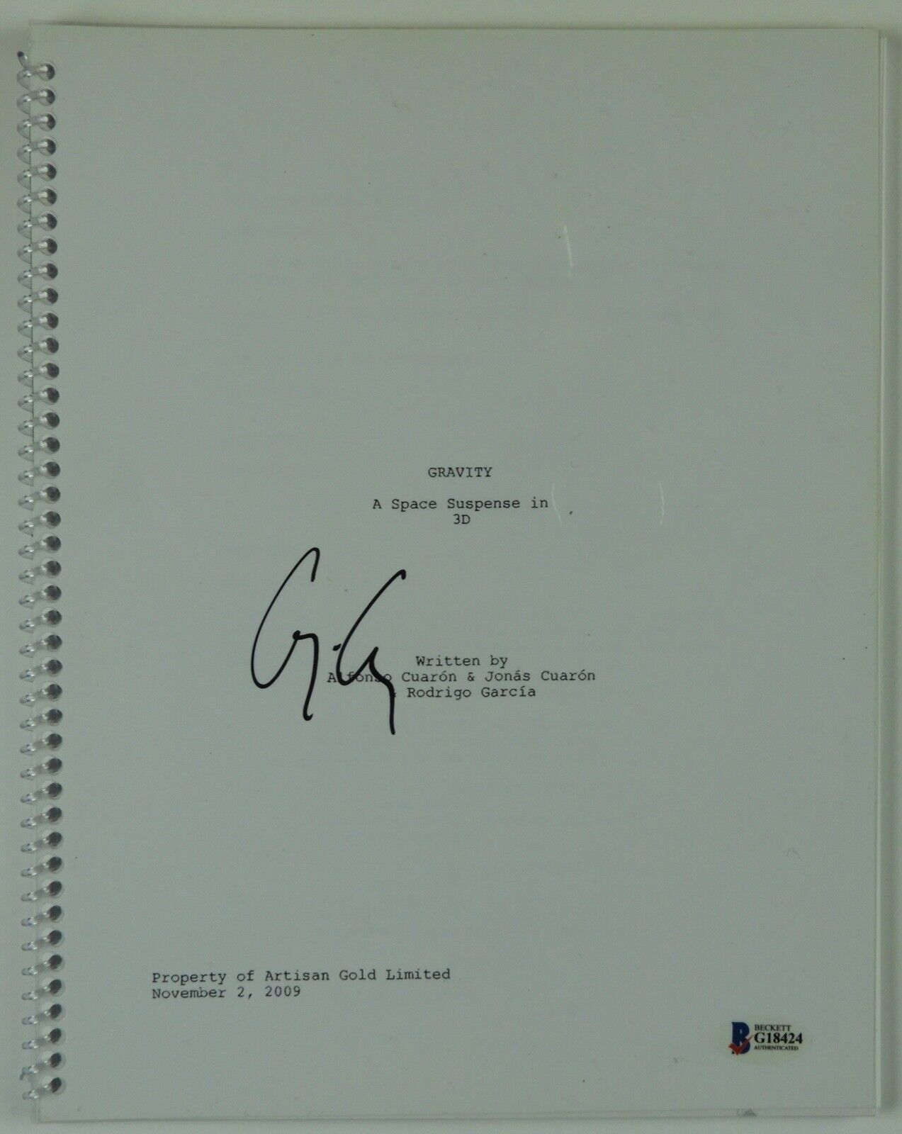 George Clooney Gravity Autograph Signed Beckett Full Script