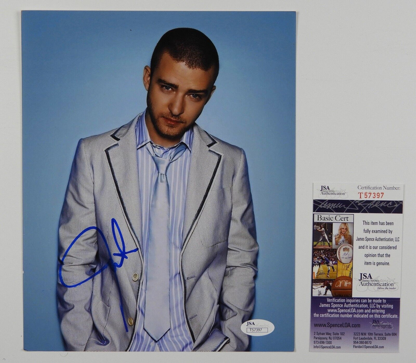 Justin Timberlake Autograph Signed Autograph Photo 8 x 10 JSA COA