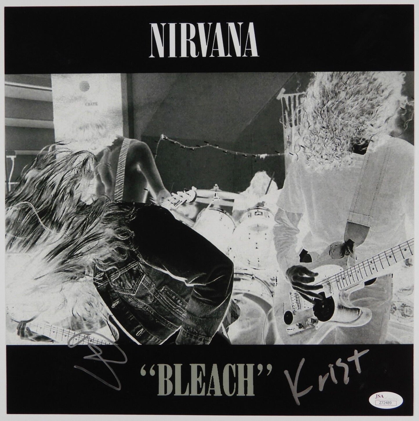 Dave Grohl Krist Nirvana Bleach JSA 12" Album photo Signed Autograph