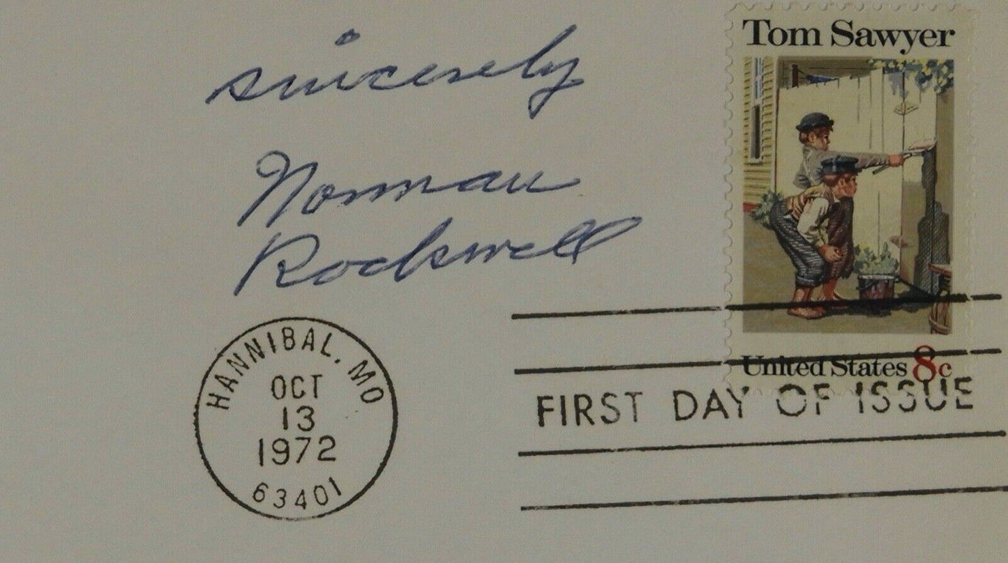 Norman Rockwell JSA Signed Autograph Tom Sawyer First Day Issue Stamp Envelope