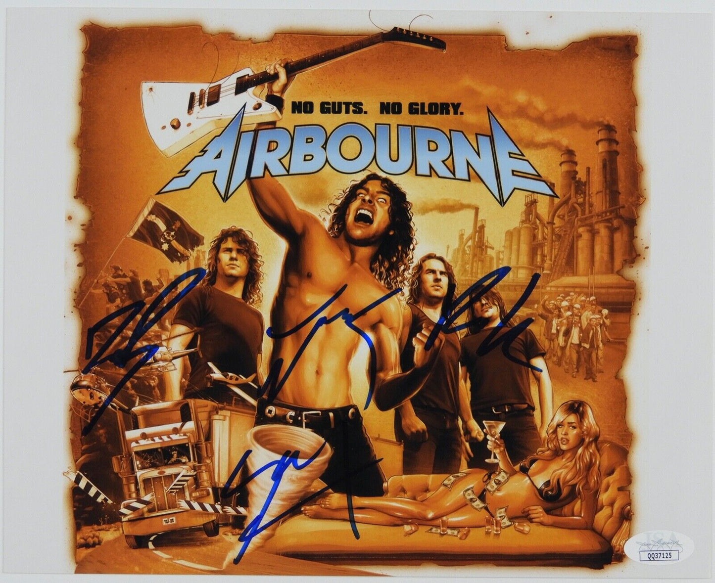 Airbourne Fully Signed JSA Autograph Photo 8 x 10 Joel O'Keeffe Ryan