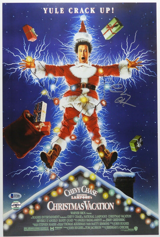 Chevy Chase Autograph Beckett 12 x 18 Signed Photo Christmas Vacation