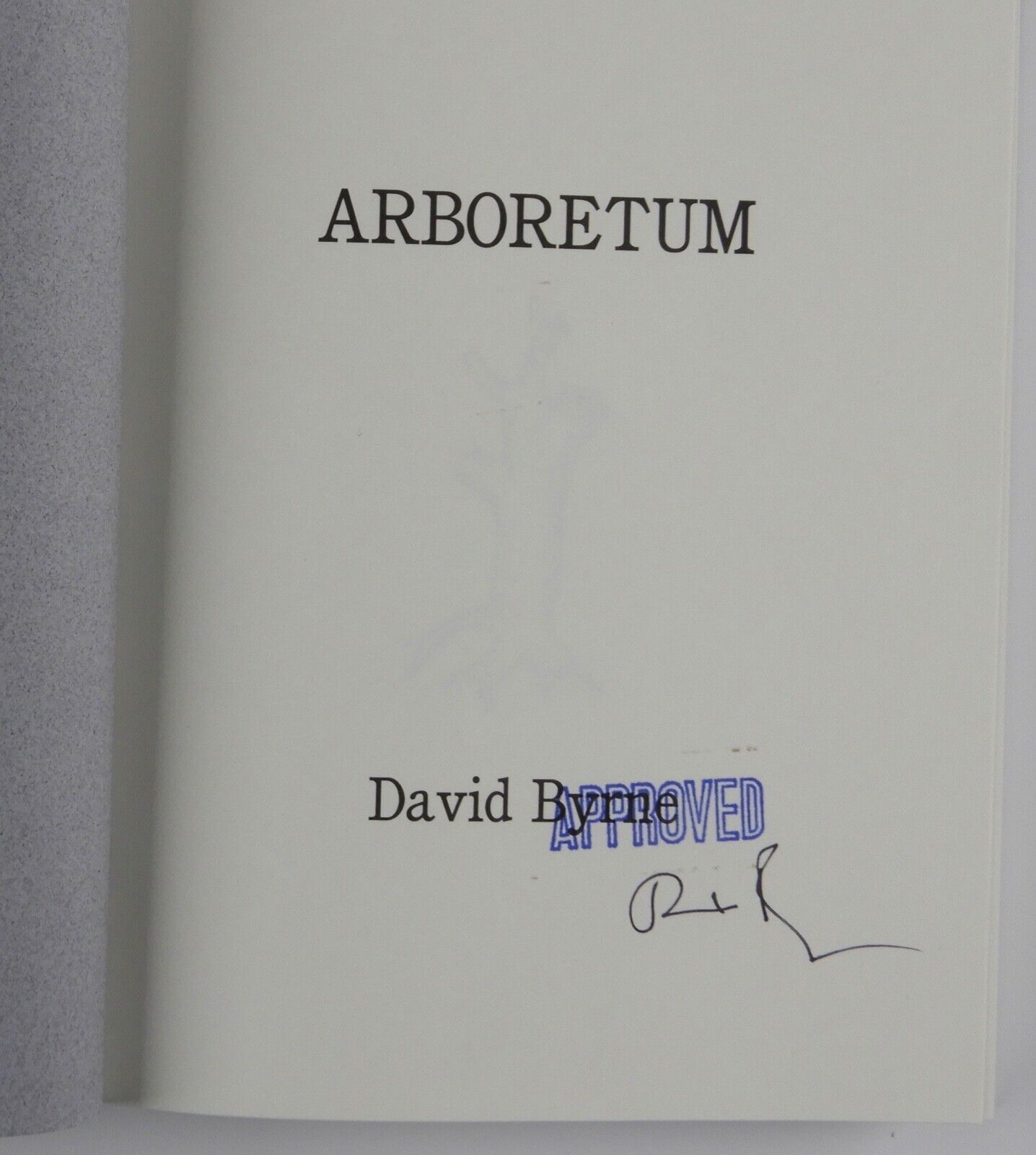 David Byrne Arboretum Signed Autograph JSA Book